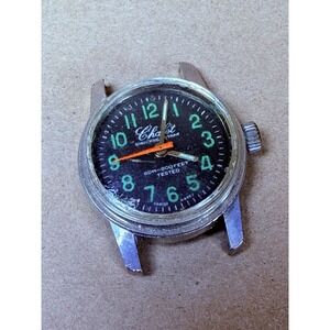Vintage Chalet Swiss Diver Watch 60M 200FT Black Dial Manual Wind Non Running